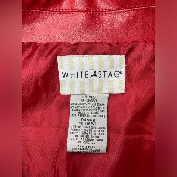 Vintage Red Leather-like Jacket with Waist Strap - Size 1X - Picture 6 of 6